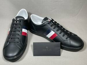 新品 本物 モンクレール MONCLER レザー スニーカー NEW MONACO 43 黒 ブラック 靴 革靴 本革 シューズ