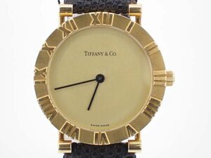 Tiffany＆Co. ティファニー アトラス M0630 18K 750 金無垢 腕時計 メンズ クォ―ツ 電池交換済み 稼働品 ケース付き ブランド品