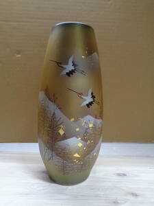 日本製　花器　九谷焼いわたや 『九谷焼』 花瓶 (8.5号) 木立鶴 K7-1236 径12×高さ26.5cm　陶器　マルヨネ