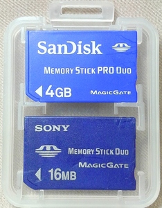 メモリースティック 2枚 4GB Sandisk製 16MB SONY製 送料180円 中古 Memory Stick メモリーカード フラッシュメモリ pro duo magic gate