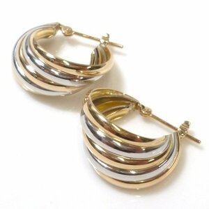 J◇K18 Pt900【新品仕上済】イエローゴールド & プラチナ コンビ ピアス フープ リング Yellow Gold Platinum earrings【ネコポスOK】