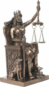 正義の女神テミス(テーミス)彫像 王冠を被った玉座の女神 法律の正義を象徴する彫像 弁護士オフィス 贈り物 輸入品
