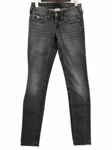 TRUE RELIGION トゥルーレリジョン ビジューボタン スキニー デニムパンツ size25/黒 ■■ ☆ dkc0 レディース