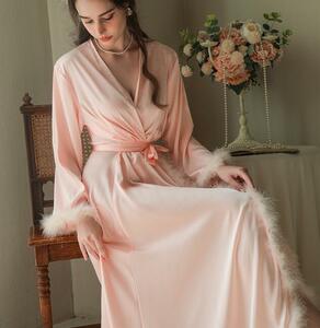 852　ワンピースレディース　◇　綺麗めシルエット　　魅惑Style　◇パジャマ　sexy　　　ロング丈　　　pink