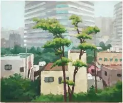 絵画 543 油絵/風景/東京の街景/大崎/御殿山より/F8