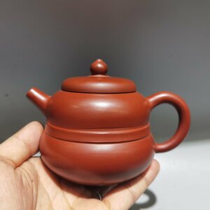 ◆古寳堂◆近現代 紫砂壺 ひょうたん壺 周桂珍 大紅袍 茶具 茶道品 極細工 古置物 古擺件 中国古美術 時代物 古董品