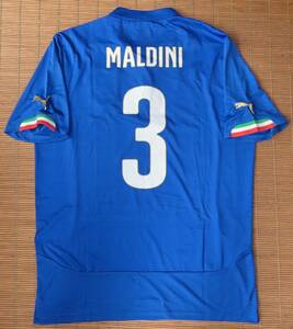 正規品 2014 イタリア代表 #3 パオロ・マルディーニ(ACミラン)～ホーム用 半袖 ユニフォーム 14 バロテッリ デルピエロ トッティ ピルロ