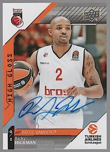 17-18 Upper Deck Euroleague Ricky Hickman Auto