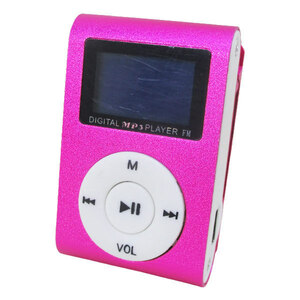 送料無料 MP3プレーヤー アルミ LCDスクリーン付き クリップ microSD式 MP3プレイヤー ピンクｘ１台