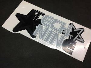 TECHNINE テックナイン 【DIE CUT STAR LOGO STICKER】 黒/グレイ 15×7cm 正規 ステッカー (郵便送料込み)