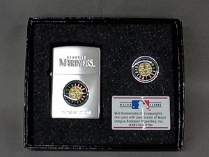 【未着火品】Zippo SEATTLE MARINERS ピンバッジ付