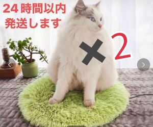 USB ペット 犬猫カーペット グリーン電気代安心　洗えるマット　グリーン2枚