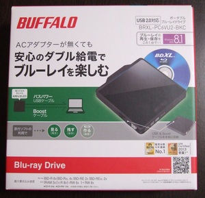 バッファロー USB2.0 ポータブルブルーレイドライブ (クリスタルブラック) Wケーブル収納タイプ （BDXL対応） ( BRXL-PC6VU2-BKC )