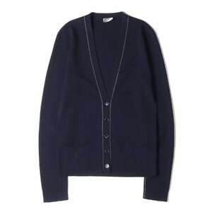 美品 Dior HOMME ディオールオム カーディガン サイズ:XS ラインデザイン ハイゲージ ウール ニット カーディガン ネイビー 紺 イタリア製