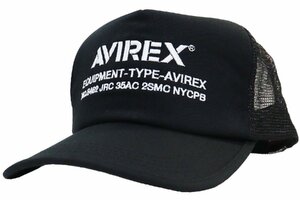 【約62から64cm サイズ調節可能】AVIREX アビレックス アヴィレックス メッシュキャップ ロゴ 大きいサイズ帽子★ブラック★新品