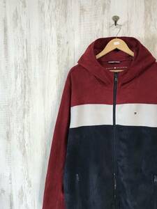 V599☆【ビッグサイズ フリースパーカー】TOMMY HILFIGER トミーヒルフィガー マルチカラー XXL