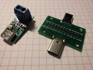USB-PD テスター シミュレータ 5-20V 100W ZYPDE（ZY12PDN相当品）とType-Cオスメスチェックボード