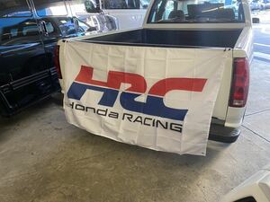 HRC ロゴ ホンダ 特大サイズ フラッグ 旗 バナーヴィンテージガレージ アメリカン看板 ポスター 壁掛け 工場 縦約90 x 横約150 通し穴4