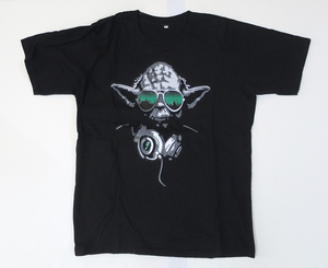 ★スターウォーズ　ヨーダ　DJ ヨーダ Ｔシャツ　パロディ　Mサイズ　黒　YODA　STARWARS