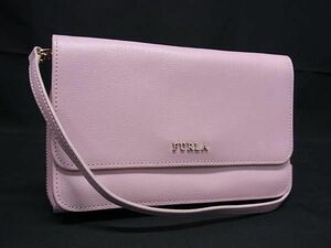 1円 ■極美品■ FURLA フルラ レザー クロスボディ ラウンドファスナー 長財布 ショルダーウォレット 斜め掛け ピンク系 FC1882