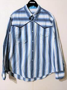 希少 PPFM archive 00s グラデーションストライプ アシメポケット ウエスタンシャツ Fサイズ payton place Y2K vintage western shirts 90s