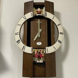 完動品 美品 シチズン リズム時計 スモールワールドリバティ からくり時計 メロディ オルゴール 壁掛け時計 柱時計 アンティーク