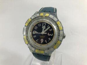 【稼働品!!】スウォッチ・スクーバ 200・レザーベルト[swatch SCUBA 200 QUARTZ]クォーツ腕時計メンズ・レディース・ユニセックス【中古】