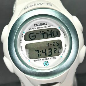 美品 CASIO カシオ Baby-G ベビージー File ファイル BG-097 腕時計 クオーツ デジタル 多機能 ホワイト 布製ベルト ラウンド 電池交換済み