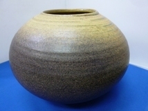 ●陶製花瓶●丸銅壷形●和風茶系濃淡●未使用品!!