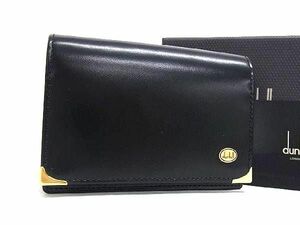 1円 ■新品同様■ dunhill ダンヒル レザー カードケース カードホルダー カード入れ 名刺入れ メンズ ブラック系 BF7302