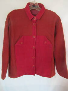 ジャケット 薄い綿付きキルティングの裏地 毛80% ナイロン20% 身幅64cm 着丈60cm 赤
