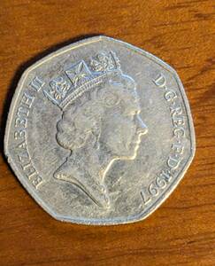 英国硬貨50ペンス1997年製　1枚