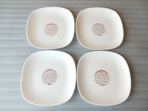 「ヤマザキ春のパン祭り 2007年 白いスクエアプレート4枚セット 白い皿 アルクフランス社製 未使用品」