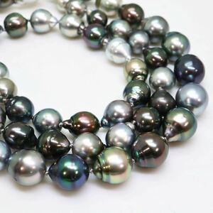 ＊南洋黒蝶真珠ロングネックレス＊a 約93.7g 約85.5cm 8.0~11.0mm パール pearl jewelry necklace accessory silver