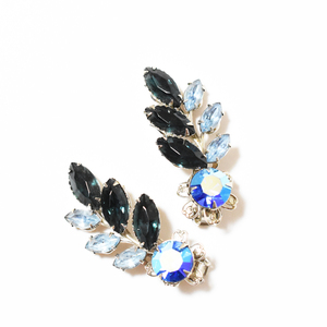 Vintage　1950′s　blue×green rhinestone earrings