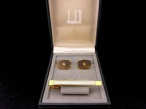 ◎№3753◎■美品■【ｄunhill】ダンヒル【シルバー・ゴールド】■カフス＆ネクタイピン セット♪