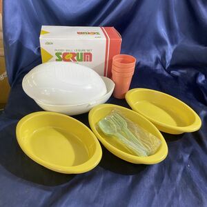 レジャーセット　フォークスプーン 食器セット プラスチック製　アウトドア　ピクニック　ラグビーボール　カレー皿