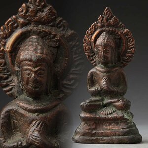 JK301 時代 古銅「瞑想仏陀像」高11.4cm 重231g・銅釈迦如来坐像・釋迦牟尼佛如来像 仏教美術