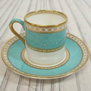 f002 H2 WEDGWOOD ウェッジウッド ユーランダー パウダー ターコイズ デミタス カップ＆ソーサー C＆S 金彩 コーヒーカップ ティーカップ