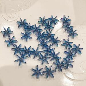 手芸用 アクセサリーパーツ お花 フラワー 青 ブルー ビーズ 飾り素材 30個