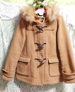 ミャンマー製ブラウン茶色ラクーンファーフードダッフルコート/アウター Myanmar brown raccoon fur food duffle coat outer