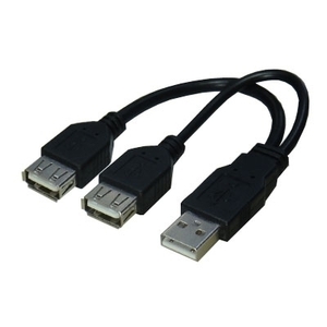 送料無料 USBケーブル 二股(Y字) データ転送+充電 iphon OK USB A・オス→USB A・メス(x2) USBA/2B 変換名人7312