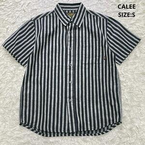 CALEE キャリー ラメ ストライプ シャツ 半袖 日本製 春夏 アメカジ サイズS ブラック×グレー