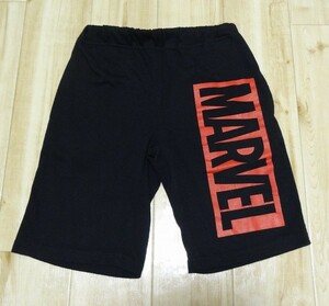 ◆ MARVEL ロゴプリント ブラック キッズ ショートパンツ 半ズボン ◆ サイズ 110 男の子 黒 スウェットパンツ ◆ USED ◆