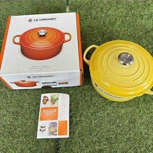 GX6003 LE CREUSET ル・クルーゼ 両手鍋 ココット ロンド 21177-20cm ホーロー鍋 料理 調理器具 イエロー 箱汚れ有り 未使用 保管品 鍋