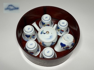 【瑞】深川製磁　色絵六歌仙図　茶器セット　茶櫃付