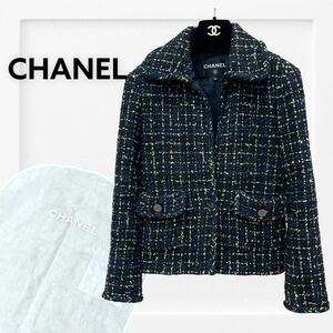 高級 ガーメントハンガー付き CHANEL シャネル 22AW P73337 COCO ココボタン 裾チェーン ツイードジャケット レディース