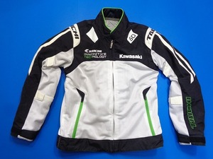 13357■TAICHI KAWASAKI タイチ カワサキ ライディング ライダース ジャケット バイク ナイロン 白 黒 緑 サイズ M