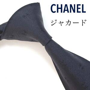 CHANEL シャネル 美品 ネクタイ 最高級シルク ココマーク ジャカード 紺