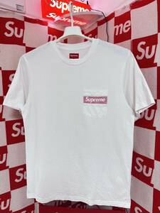 ☆名作☆超激レア☆Supreme Mesh Stripe Pocket Tee WHITE シュプリーム box logo メッシュ ストライプ ポケット　ボックスロゴ Tシャツ